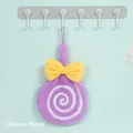 Cute lollipop-shaped purple coral fleece hand towel with yellow bow for kitchen - Lollipop Style / Purple