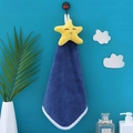 Absorbent blue coral fleece hand towel with a cute yellow star cartoon character - Star Style / Blue