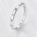 S925 sterling zilveren ring met gekleurde zirkoonstenen en stervormige zettingen - US 6 / Zilver