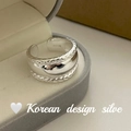 Minimalist S925 sterling silver open twisted rope ring with a wide polished mirror finish - Adjustable Open / 925 Silver