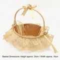 Cesto di fiori per matrimonio champagne con pizzo elegante e rose in raso - Stile Champagne