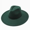 Close-up detail showing the dark green wool felt texture of this wide brim fedora hat - One Size / Dark Green
