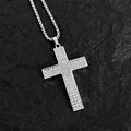 Hip hop silver cross pendant necklace with sparkling crystals and box chain for men - Xl0281* Chain Length 60cm