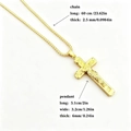 Gold plated Jesus crucifix pendant necklace with 60cm box chain and size specifications - Xl0531* Chain Length 60cm