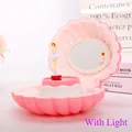 Pink shell jewelry music box with LED lights and rotating dancing ballerina figurine - By999 Seashell With Lights - Deep Pink / Music Boxes