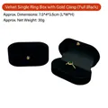 Elegant black velvet ring box with gold buckle closure and soft interior slot - Single Ring Box / 7.5*4*3.5cm / Black