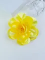 Elegant 14cm bright yellow satin fabric flower brooch and hair clip for suit decor - Lemon Yellow
