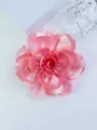 Pink 14cm satin rose brooch flower accessory for suits and hair with layered petals - Light Pink