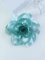 Elegant 14cm light blue satin flower brooch with glossy silk petals for suits - Mint Green