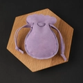 Purple microfiber drawstring jewelry pouch with wave edge for rings and earrings - 7*9cm / Purple