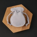 Light gray faux suede drawstring jewelry pouch with a soft cloud-shaped edge design - 7*9cm / Gray