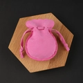 Rose pink velvet jewelry pouch with drawstring closure and scalloped edge detail - Rose Red