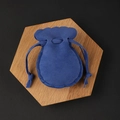 Royal blue microfiber drawstring jewelry pouch with scalloped edges and gourd shape - Sapphire Blue