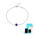 Collana con pendente in zaffiro argento S925 con certificato GRA e confezione regalo - Bracciale Colore Zaffiro 50 Punti (Con Scatola Certificato)