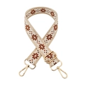 Tracolla etnica ricamata beige con motivi geometrici e ganci in metallo dorato - X34 - Edizione Oro Beige/marrone Scuro / Chiusura in Argento