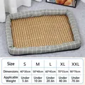 Size chart for summer pet cooling mat with woven rattan texture and grey checkered border - S / 40*30cm / Grey Checkered