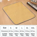 Cooling pet mat for dogs and cats in light yellow rattan weave with size chart details - Yellow Wisteria / Size Xl (70*55cm) (recommended For Those Under 40 Catties)