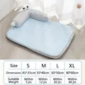 Blue cooling pet bed with monster design and size chart for dogs and cats - Blue Big Eye Monster / Size L (60*45cm) (recommended For Those Under 20 Catties)