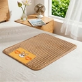 Bamboo cooling mat for pets featuring a lucky corgi cartoon pattern in natural brown - Yellow Dog / Xxl Size 90*70cm (recommended For Those Under 70 Catties)