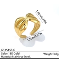 Elegante anello a fiocco in acciaio inossidabile placcato oro 18K per donna stile minimal - Motivo a Onde Oro / Oro