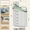 Green 2800ml airtight pet food storage container with handle and measuring cup cap - Pale Green Large