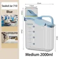 Medium 2000ml blue airtight pet food storage container with measurement markings - Sky Blue Medium