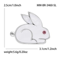 Cute white bunny brooch pin with pink eye gemstone in silver finish dimensions and weight - Silver (MM-BR-3460-SL)