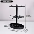 Rotating 2-tier black jewelry stand organizer for hanging earrings and necklaces - New Double Layer Rotating Style / Black