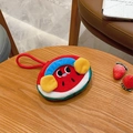 Cute plush watermelon coin purse with cartoon smile embroidery and handy red wrist strap - Headphones Watermelon Coin Purse / Approximately 815cm
