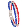 Bracelet tressé Croatie en cuir rouge blanc bleu avec fermoir magnétique en métal - Croatie
