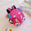 Mochila infantil de elefante rosa con orejas 3D y correas ajustables para guardería - Rosa Rojo