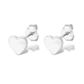 Detailed close-up showing the S925 sterling silver hallmark on heart stud earrings - Heart Pair / Silver