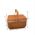 Brown woven picnic basket with lids, sturdy handle and bow detail, dimensions 42x24x40cm - Rectangular Picnic Basket with Detachable Lid 42x31x24cm (Hemp Rope Pearl)