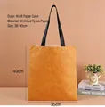 Washable Tyvek kraft paper tote bag in natural brown with black straps, size 35x40cm - 35x40cm / Kraft Color