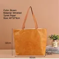 Eco-friendly Tyvek tote bag in natural kraft color with wrinkled texture, size 40x32x8cm - 40x32x8cm / Kraft Color