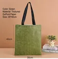 Green Tyvek tote bag with black straps and vintage paper texture, size 35cm x 40cm - 35x40cm / Green