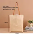 Washable Tyvek tote bag in beige with brown handles, size 35x38x8cm for daily shopping - 35x38x8cm / Beige