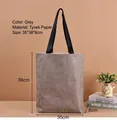 Gray crinkled Tyvek paper tote bag with black handles and vintage texture 35x38x8cm - 35x38x8cm / Gray