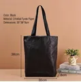 Black Tyvek tote bag made of crumpled DuPont paper with nylon handles, 35x38x8cm size - 35x38x8cm / Black