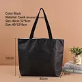 Black crinkled Tyvek tote bag with handles, size 40x32x8cm, vintage paper texture style - 40x32x8cm / Black