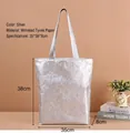 Silver Tyvek tote bag with crinkle texture and metallic finish, size 35x38x8cm - 35x38x8cm / Silver