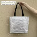 Silver metallic Tyvek tote bag with wrinkled texture and black handles, size 40x32x8cm - 40x32x8cm / Silver