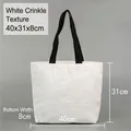 White textured Tyvek tote bag with black handles and 40x31x8cm dimensions - 40x32x8cm / White Crinkled