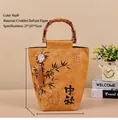 Eco-friendly Tyvek shopping bag with bamboo handle and Mid-Autumn rabbit ink print - Mid-Autumn Style A (No Pendant)