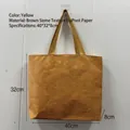 Washable brown stone texture Tyvek paper tote bag in yellow color 40x32x8cm size - 40x32x8cm / Brown Stone Grain