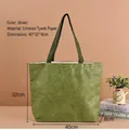 Green Tyvek tote bag with wrinkled texture and fabric handles, size 40x32x8cm - 40x32x8cm / AJ Green