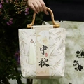 Washable Tyvek tote bag with bamboo handle and elegant bamboo leaf print for Mid-Autumn - Mid-Autumn Style C (No Pendant)