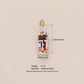 Pendentif moderne en acier inoxydable avec imprimé abstrait coloré et mesures - Pendentif uniquement / Style Bouteille d'Eau