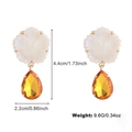 Boucles d'oreilles fleur en résine blanche avec pendentif cristal jaune goutte - Boucles d'Oreilles Fleur Ambre Goutte (NXE07297)