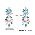 Colorful Bohemian tassel earrings with pink, blue and green rhinestones, 6.6cm long - Multicolor Geometric Patchwork Style (WQE04636)